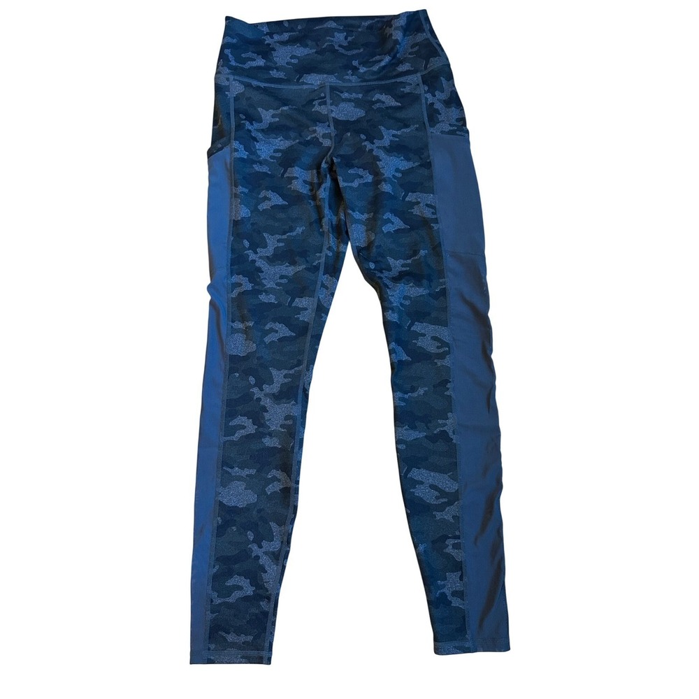 Fabletics Powerhold High Waisted Camo Leggings Gray Black Mesh Pockets Womens